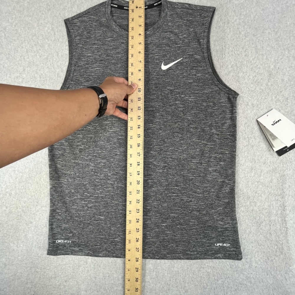 Nike Swim Dri Fit Shirt Mens Medium Gray Sleeveless Active UPF 40 Team $46 - Picture 10 of 14